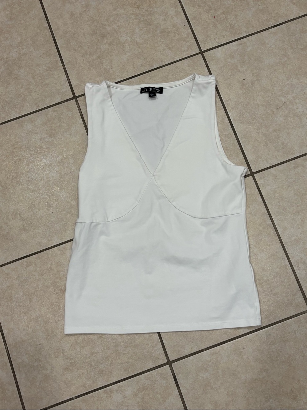 J. Crew White V-Neck Sleeveless Tank